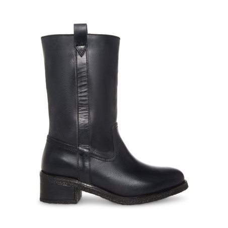 Black Steve Madden Winny Leather Women's High Boots | PH 8691TPE